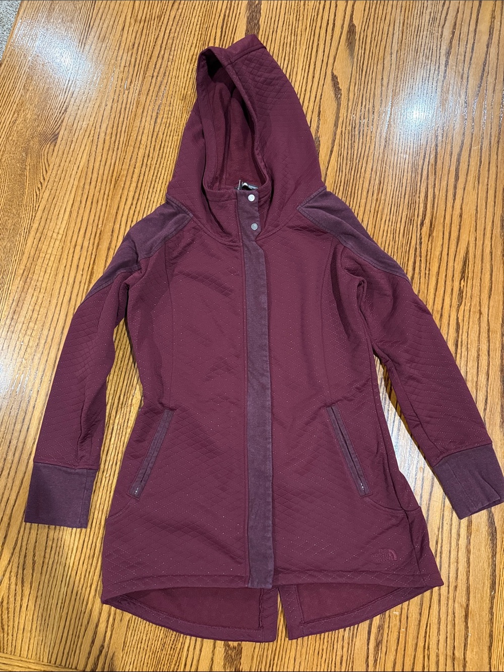 The North Face Women's Hooded Longline Jacket in Burgundy
